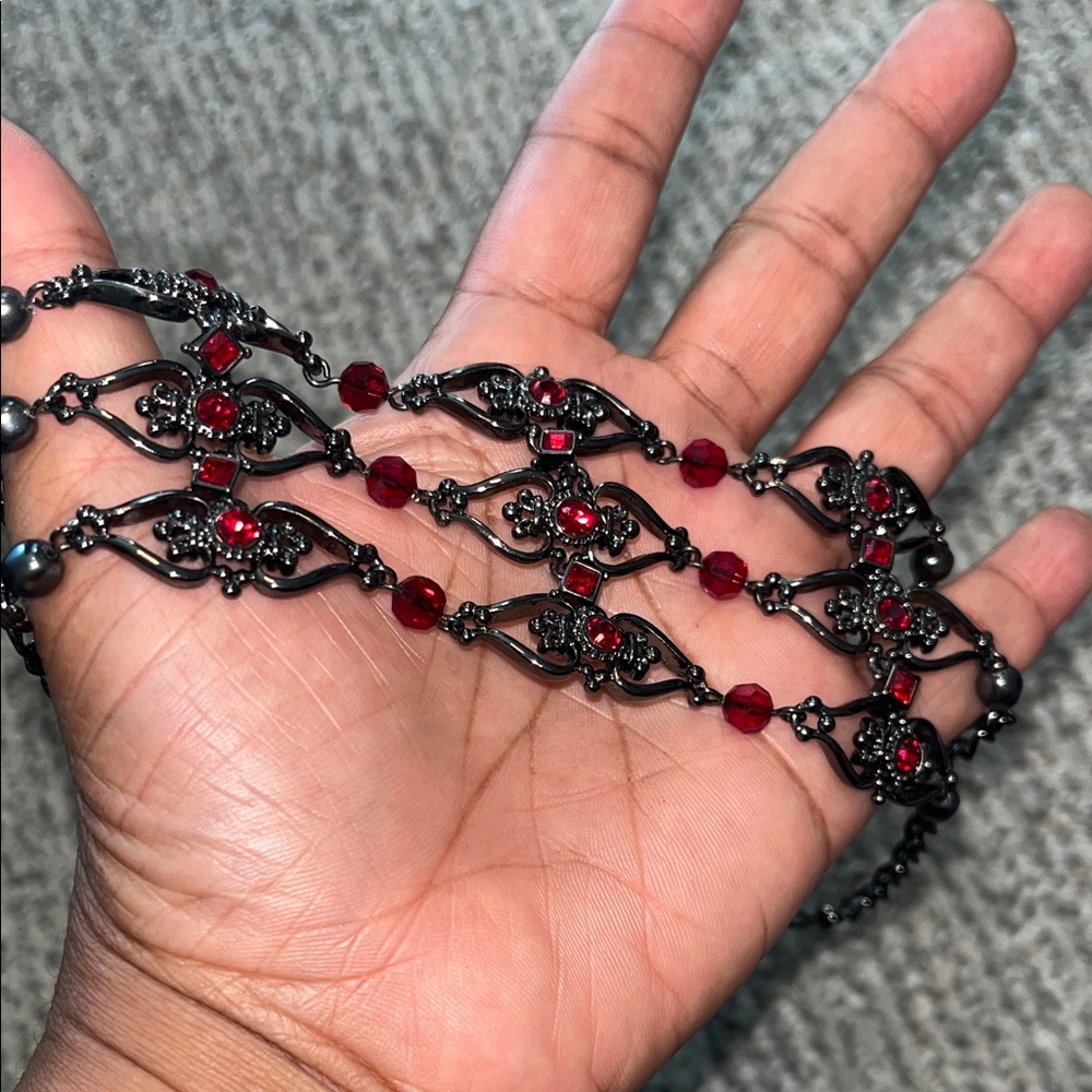 Gothic Red and Black Women's choker necklace